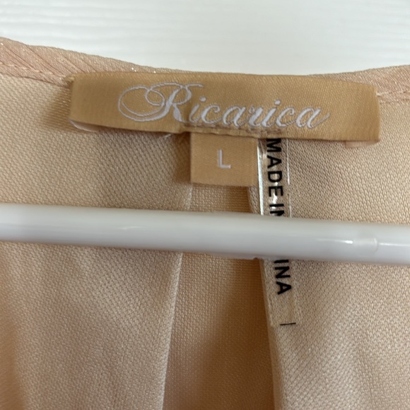 Large, Cream with shimmer long sleeve, floor length dress, never worn. - Picture 3 of 5